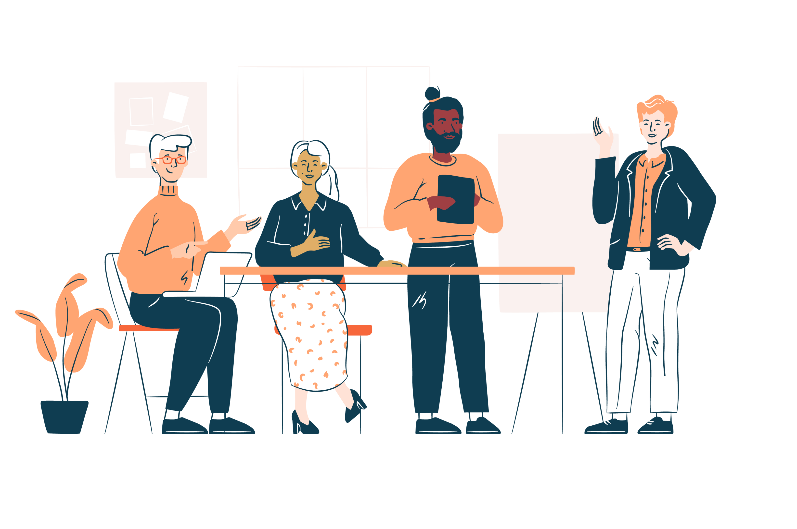 illustration with people having a meeting