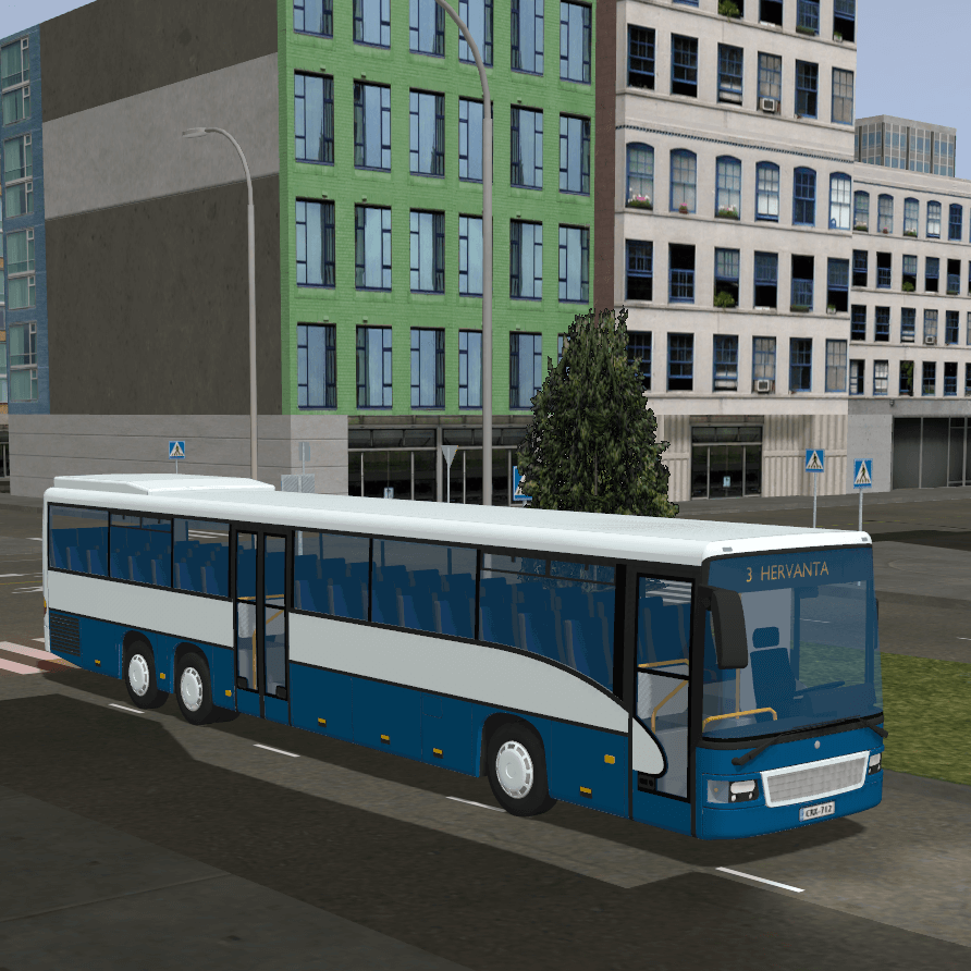 Bus driving in a city