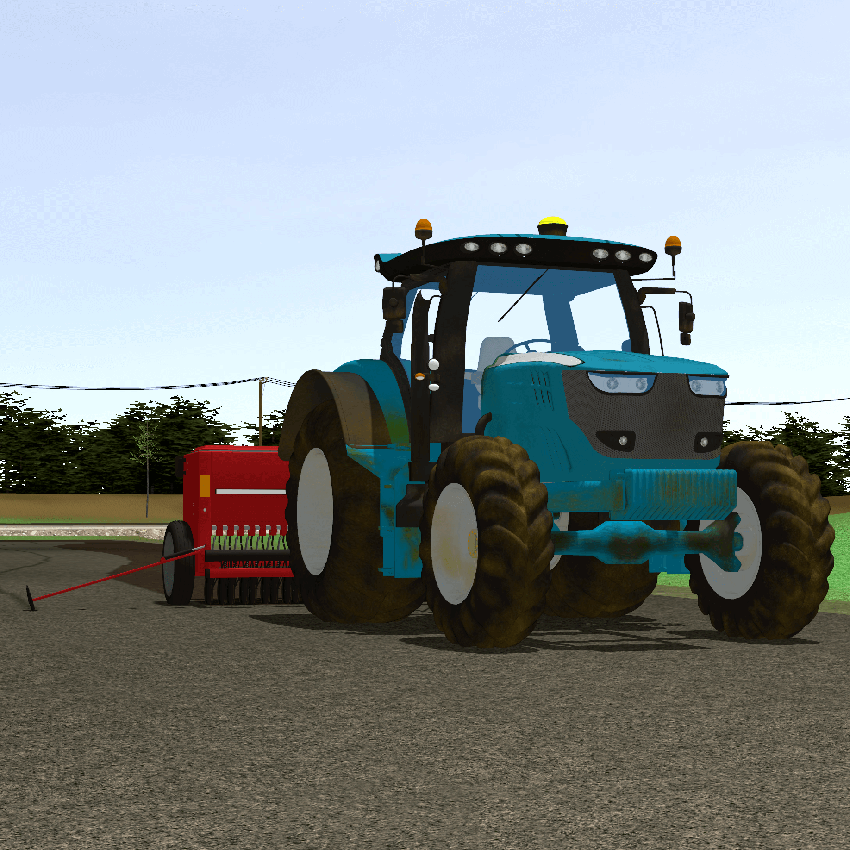 Picture of a simulated tractor on a field.